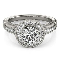 Natural 0.81 ctw Diamond Halo Ring 14k White Gold