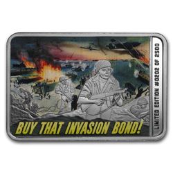 2 oz Silver Color Proof Bar - WWII Iconic War Posters: Invasion