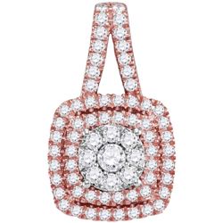 14kt Rose Gold Womens Round Diamond Cluster Cushion Pendant 1 Cttw
