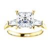 Image 3 : Natural 2.02 CTW Princess Cut & Baguettes 3-Stone Diamond Ring 18KT Yellow Gold