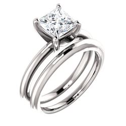 Natural 2.02 CTW Princess Cut Diamond Solitaire Ring 18KT White Gold