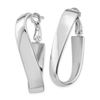 Image 2 : 14k White Gold Wavy Omega Back Oval Hoop Earrings - 7 mm