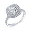 Natural 2.87 CTW Cushion Cut Double Halo Diamond Engagement Ring 18KT White Gold