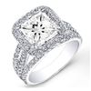 Natural 3.32 CTW Halo Princess Cut & Micro Pave Diamond Engagement Ring 18KT White Gold