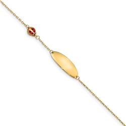14k Yellow Gold & Enamel Ladybug & Plate w/ .5in ext. Bracelet