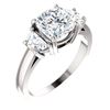 Natural 2.32 CTW Cushion Cut & Half Moons 3-stone Diamond Ring 14KT White Gold