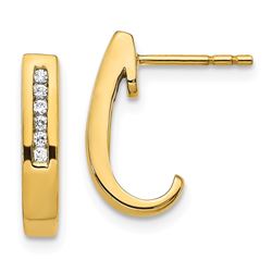 14k Yellow Gold Diamond Earrings - 14 mm