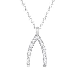 Natural 0.22 CTW Wishbone Diamond Necklace 14KT White Gold