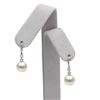Image 2 : Japanese Akoya Pearl and Diamond Bezel Dangle Earrings