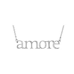 Natural 0.09 CTW Diamond "Amore" Expression Pendant Necklace 18KT White Gold
