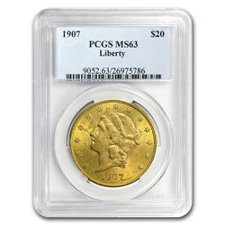 1907 $20 Liberty Gold Double Eagle MS-63 PCGS