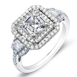 Natural 2.02 CTW Double Halo Asscher Cut Diamond Engagement Ring 14KT White Gold
