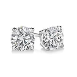 Natural 1.82 CTW Round Brilliant Cut Diamond Stud Earrings 14KT White Gold