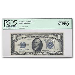 1934-C $10 Silver Certificate Superb Gem New-67 PPQ PCGS