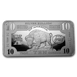 10 oz Silver Bar - 1901 $10 Bison