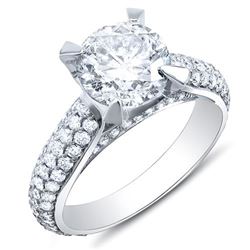 Natural 3.02 CTW Round Brilliant Cut Lush Diamond Engagement Ring 14KT White Gold