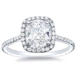 Natural 2.77 CTW Rectangle Cushion Cut Halo Diamond Engagement Ring 14KT White Gold