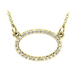 Natural 0.15 CTW Oval Diamond Pendant Necklace 14KT Yellow Gold