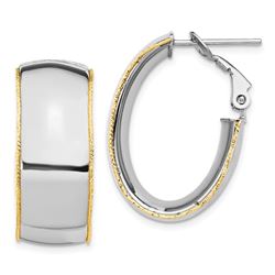 14k White Gold Accent Oval Hoop Earrings - 9.5 mm