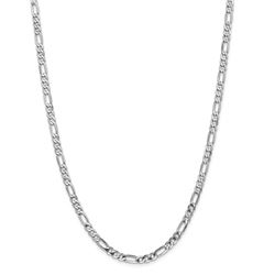 14k White Gold 4.5 mm Flat Figaro Chain - 26 in.