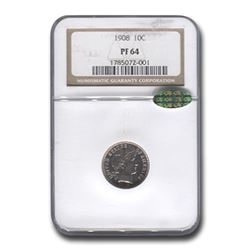 1908 Barber Dime PF-64 NGC CAC