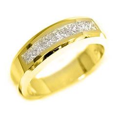 Natural 1.02 CTW Men's Diamond Ring 14KT Yellow Gold