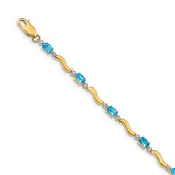 14k Yellow Gold Fancy Diamond/Blue Topaz Bracelet - 7 in.