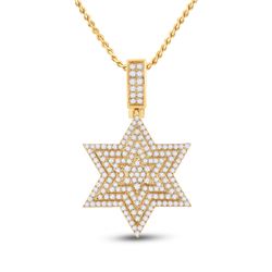 14kt Yellow Gold Mens Round Diamond Magen David Star Charm Pendant 3 Cttw