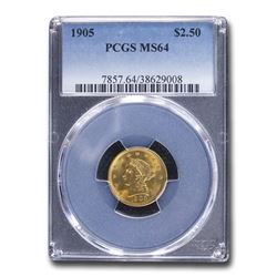 1905 $2.50 Liberty Gold Quarter Eagle MS-64 PCGS