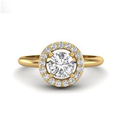 Natural 0.75 ctw Micro Pave Halo Diamond Ring 18k Yellow Gold
