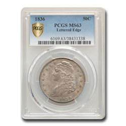 1836 Capped Bust Half Dollar MS-63 PCGS (Lettered Edge)