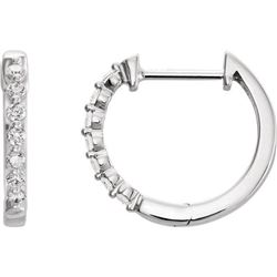 Natural 0.22 CTW Diamond Huggie Hoop Earrings 18KT White Gold
