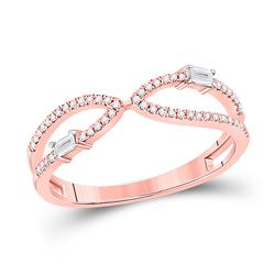 14kt Rose Gold Womens Baguette Diamond Fashion Ring 1/6 Cttw