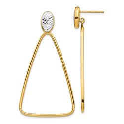 14k Rhodium Diamond Cut Triangle Dangle Post Earrings - 54 mm