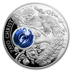 2017 Cook Islands Silver Royal Delft„¢ Peacock (Pavo Cristatus)