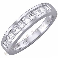 Natural 1.02 CTW Princess Cut Diamond Wedding Band 18KT White Gold