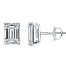 Natural 1.02 CTW Emerald Cut Diamond Stud Earrings 18KT White Gold