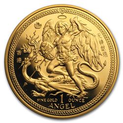 1987 Isle of Man 1 oz Proof Gold Angel (HK)