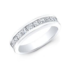 Natural 1.02 CTW Princess Cut Diamond Wedding Band Anniversary Ring 18KT White Gold