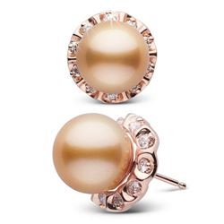 Golden South Sea Pearl and Diamond Tudor Stud Earrings