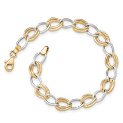 14k Solid Gold Two-tone Polished Open Link Bracelet