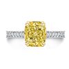 Image 4 : Natural 3.27 CTW Canary Yellow Cushion Cut Diamond Engagement Ring 18KT Two-tone