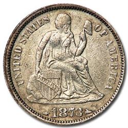 1873 Liberty Seated Dime w/Arrows AU Details (Contact Marks)