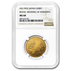 1993/H5 Japan Gold 50,000 Yen Imperial Wedding MS-68 NGC