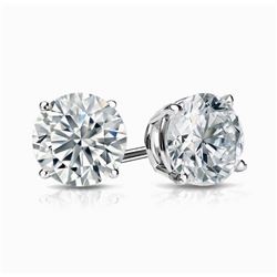Natural 4.02 CTW Round Cut Diamond Stud Earrings  18KT White Gold