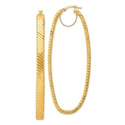14k Yellow Gold Cascade Polished Oval Hoop Earrings - 2x26 mm