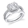 Image 1 : Natural 1.72 CTW Halo Asscher Cut Diamond Engagement Set 14KT White Gold