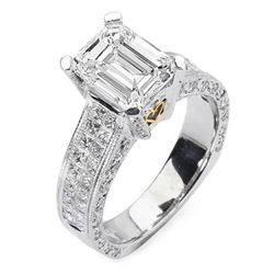 Natural 4.92 CTW Emerald Cut & Princess Diamond Engagement Ring 14KT Two- tone