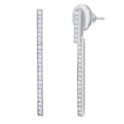 Natural 0.32 CTW Vertical Long Bar Diamond Earrings 18KT White Gold