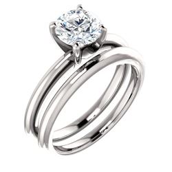 Natural 1.02 CTW Round Cut Solitaire Diamond Ring 18KT White Gold